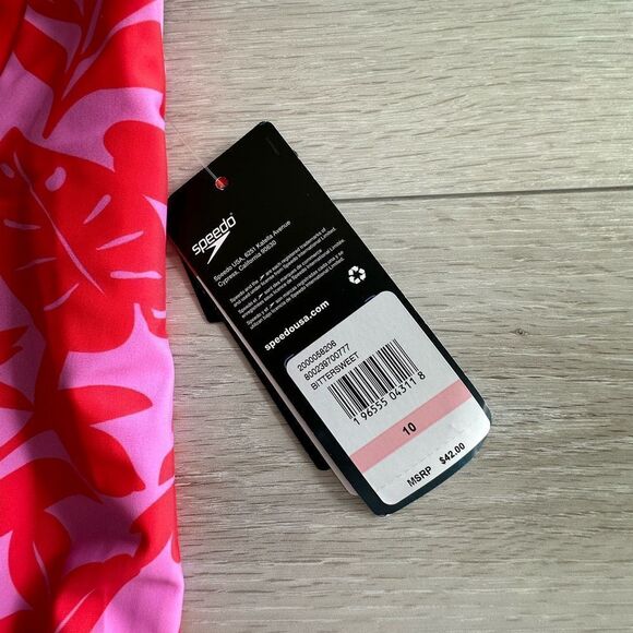 Speedo Splice Racerback One Piece Bittersweet print 10 NWT IN PACKAGING - Picture 8 of 9